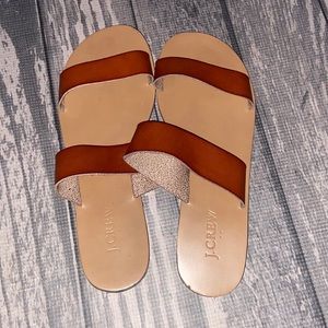 J.Crew Brown Leather Flip Flops
